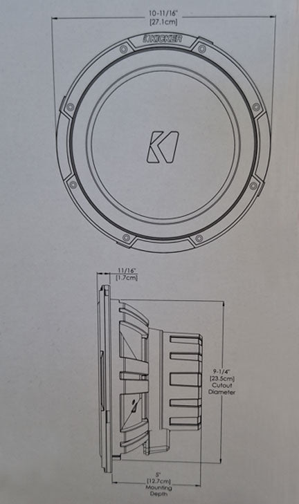 SUBWOOFER 10in-250mm KICKER 45KMF104 FREE-AIR 4Ω
