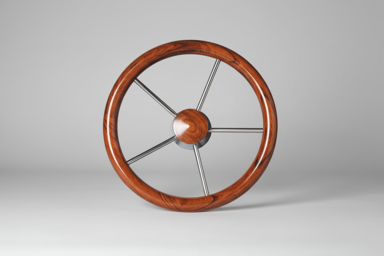 ΤΙΜΟΝΙ ΙΝΟΧ TEAK 35cm - για σκάφη αναψυχής - Ναυτιλιακός εξοπλισμός - Stefanou Marine