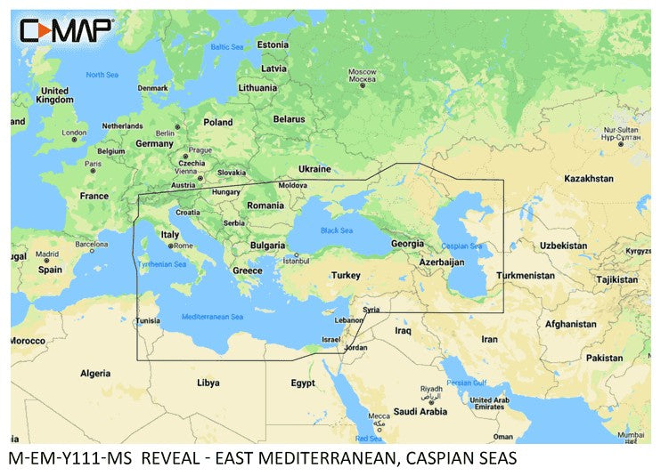 CMap Χάρτες για GPS Reveal: M-EM-Y111-MS East Mediterranean, Caspian Seas