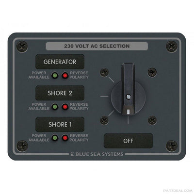 ΕΠΙΛΟΓΕΑΣ BLUE SEA AC 3ΘΕΣΕΩΝ - 2ΠΟΛΩΝ 32Α +OFF 8358 - για σκάφη αναψυχής - Ναυτιλιακός εξοπλισμός - Stefanou Marine