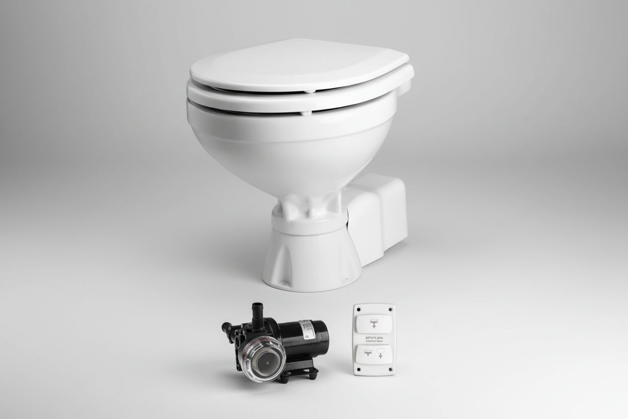 Ηλεκτρική Τουαλέτα Johnson AquaT Silent Electric Compact - για σκάφη αναψυχής - Ναυτιλιακός εξοπλισμός - Stefanou Marine