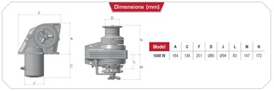 Lofran’s Kobra 1000W Οριζόντιος Ηλεκτρικός Εργάτης - για σκάφη αναψυχής - Ναυτιλιακός εξοπλισμός - Stefanou Marine