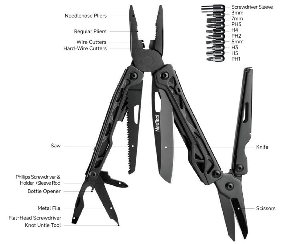 ΠΟΛΥΕΡΓΑΛΕΙΟ NEXTOOL BLACK KNIGHT - για σκάφη αναψυχής - Ναυτιλιακός εξοπλισμός -Stefanou Marine
